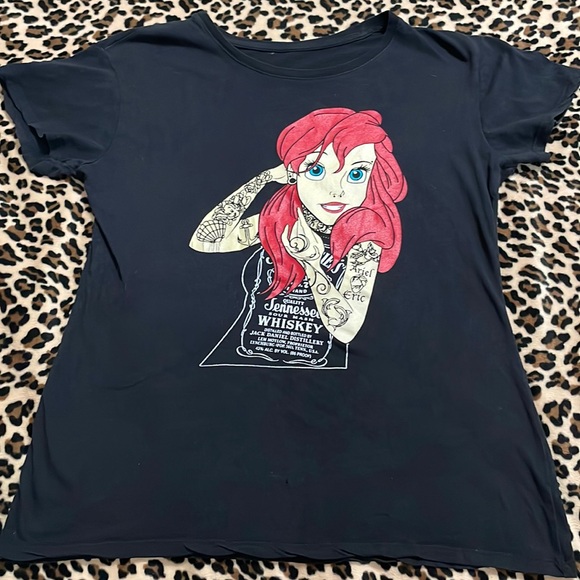Disney Punk ARIEL Black TShirt Tattooed Rock Goth Emo Grunge Little Mermaid Red - Picture 3 of 14